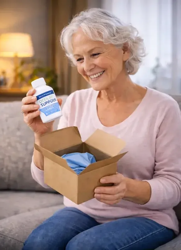 A patient at home opening a delivered box